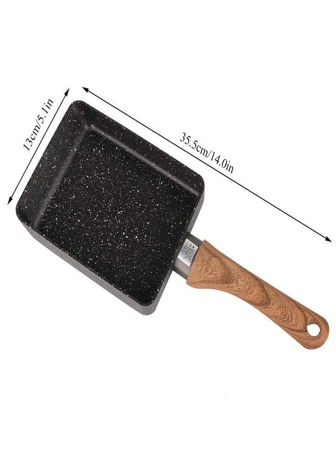 Sunicon Tamagoyaki Japanese Omelette Pan, Egg Pan Skillet, Non-stick Rectangle Square Frying Egg Roll Pan with Wood Handle Aluminum Cookware for Cooking - Image 2